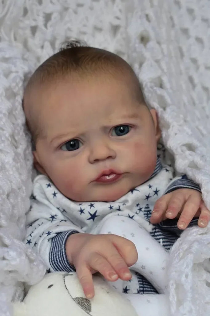 DLS 19 Zoll unvollendetes, unbemaltes Reborn-Puppenbausatz, Reiher, frische Farbe, weiche Vinyl-Puppenteile mit Stoffkörper und Augen