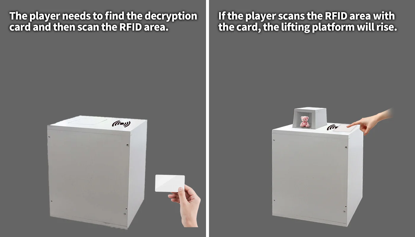 Mystery Studio Escape Room-Requisiten, Escape Room-Spiel, mechanische Requisiten, elektronische Puzzles, Aufzugsplattform-Requisite, RFID-Version – Detail 2