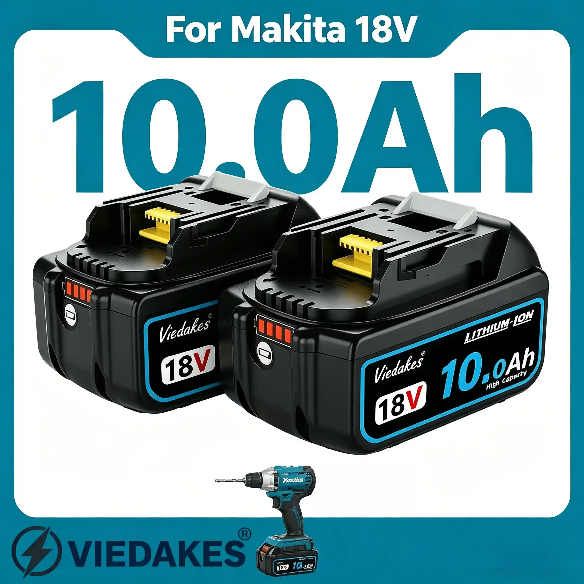 

Аккумулятор высокой емкости 10.0 Ач LXT для Makita 18V, замена для DHR242, XPH16, XAG04, для дрелей, шуруповертов и ударных гайковертов ✅