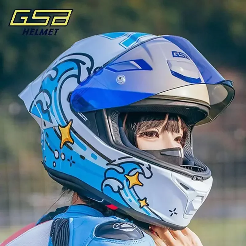 GSB Motorcycle Helmet Hoshino Motorcycle RC5 Full-cover Riding All-season Unisex Full-face Helmet Ultra-light Fiberglass