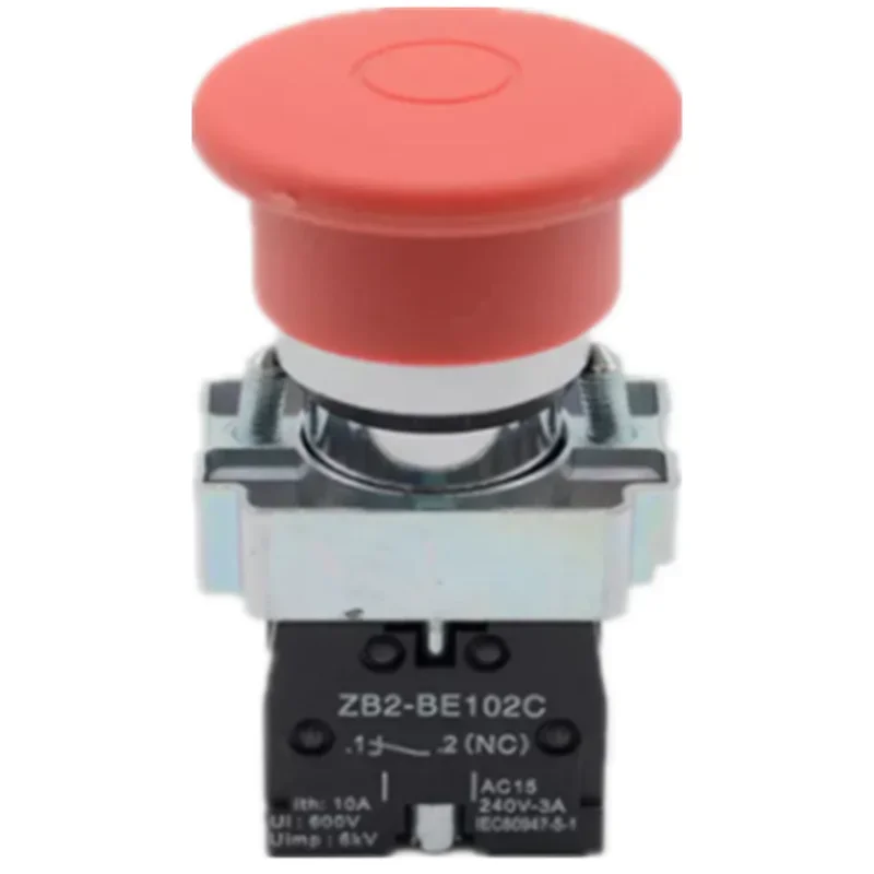 XB2-BT45 Emergency Stop Push Button Switch 1NO/1NC Push-Pull Red Sign 40mm Mushroom Head for Safety Equipment