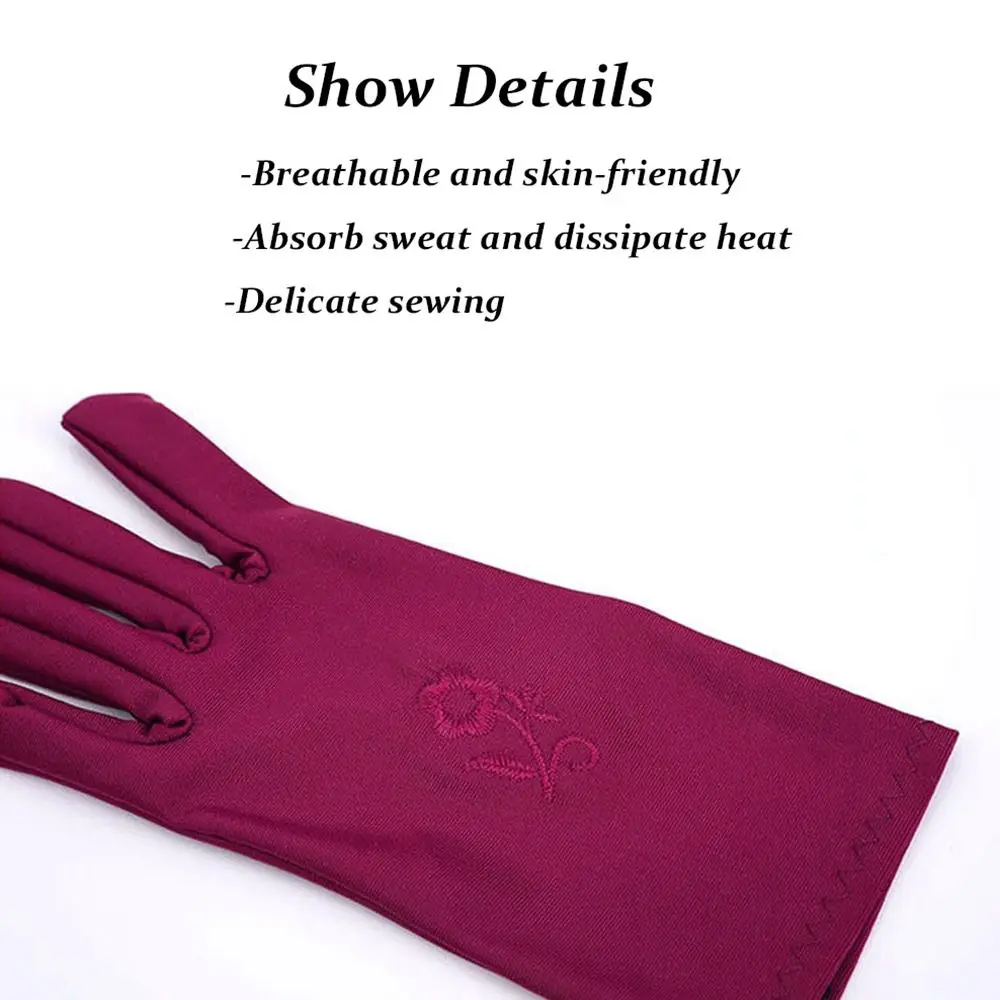 Outdoor Thin Sun Protection Gloves Elastic Embroidered Driving Gloves Summer Mitten Girls