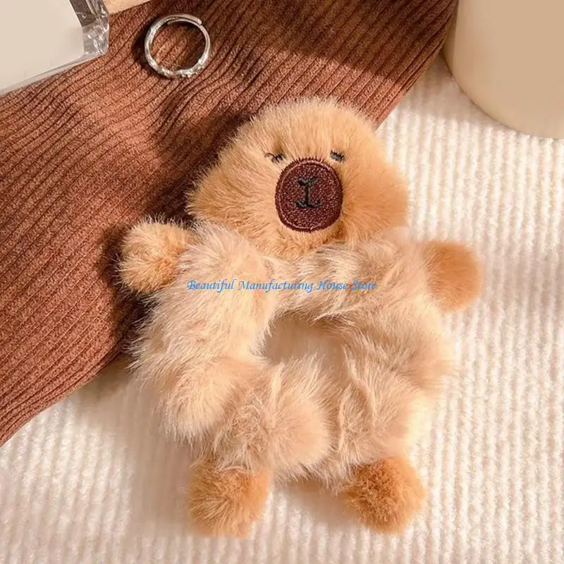 E56A Plush Furry Headpiece Hair Tie Adorkable Scrunchies