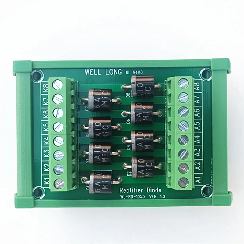 DIN Rail Mount 8 Individual 6A10 Diode Module 6A 1000VDC .