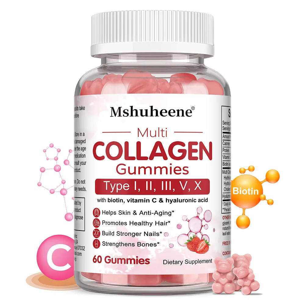 

Collagen Peptides Gummies with Biotin,Vitamin C, Anti-Aging, Skin Whitening, Hair Nail Gut Health & Digestion Support, Non-GMO