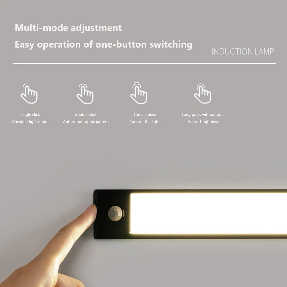 مصباح خزانة بمستشعر الحركة مع كابل شحن، بطارية مغناطيسية عالية السعة، قابلة للفصل، سهلة التركيب، أثاث منزلي #4