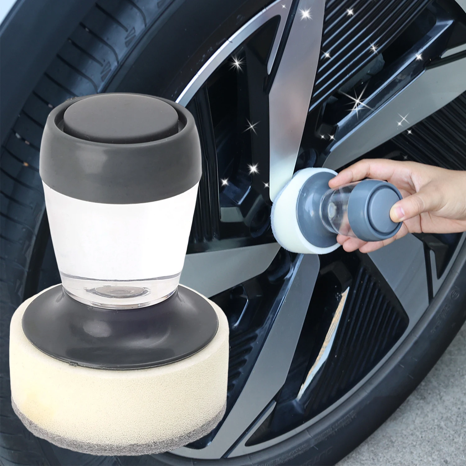 Reusable Waxing Sponge Applicator High Density Foam Pad Plastic Handle Car Polishing Tire Shine Auto Detailing Cleaning Tools