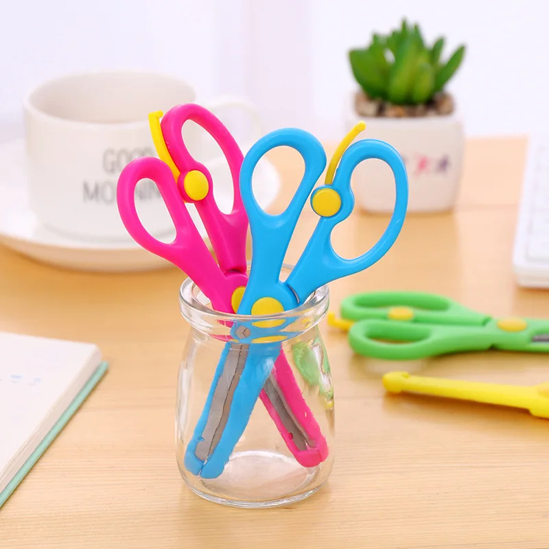 Kawaii DIY Paper-Cut Scissors, Segurança Plastic Scissors, Artes e Ofícios Suprimentos, Alunos do Jardim de Infância, Handmade