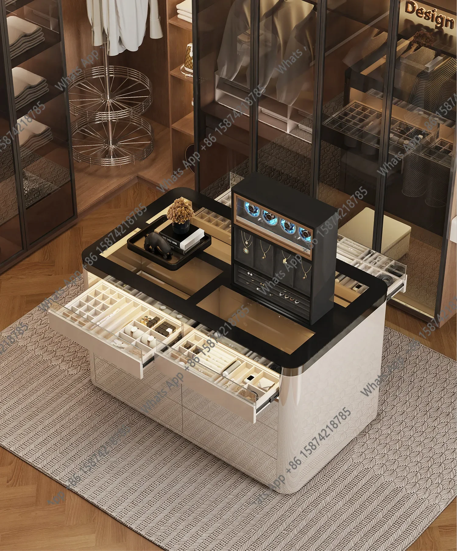 ZL Italian light luxury cloakroom Nakajima chest intelligent lifting dresser premium jewelry storage display cabinet
