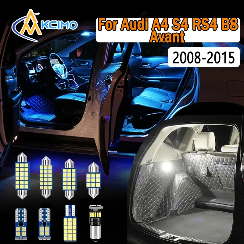 

LED Interior Light Kit Canbus for Audi A4 S4 RS4 B8 Avant 2008-2015 Dome Map Bulb Replacement Easy Install Front And Rear Lights