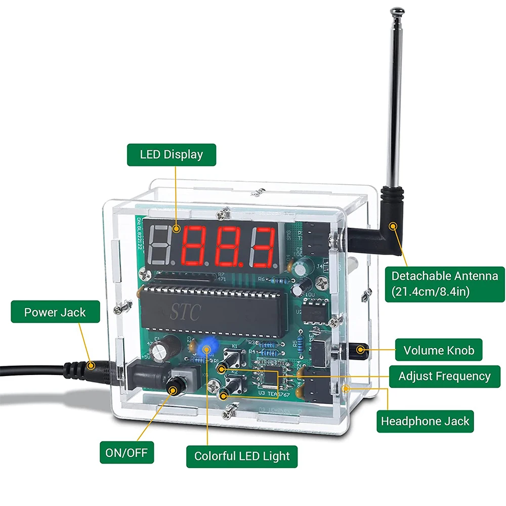 DIY Radio Electronic Kit TEA5767 FM Radio Wireless Receiver Module 87-108MHz DC5V 3W Speaker SFT-RD66 Soldering Project Practice