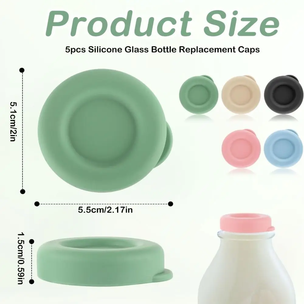 2Pcs Silicone Replacement Caps Reusable Milk Glass Bottles Lids Long-Lasting and Easy to Clean Bottle Kitchen Tool view 6