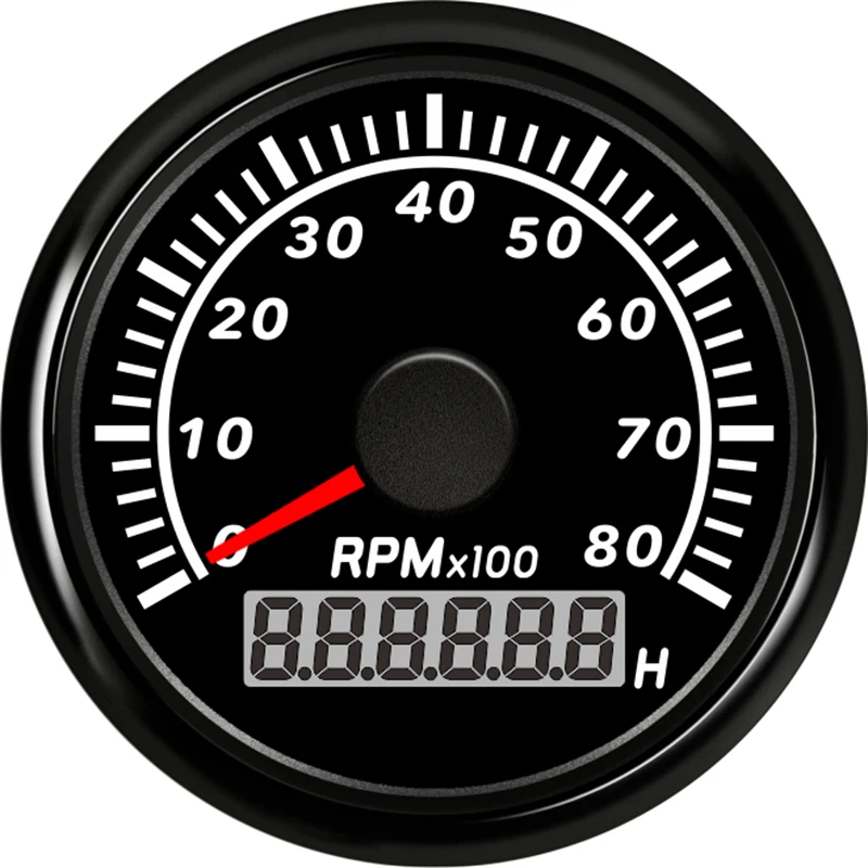 New Type Auto Instrument Panel Tachometers 52mm 0-8000RPM Rev Counters 1-300 Speed Ratio with Hourmeters for Boat Yacht Truck