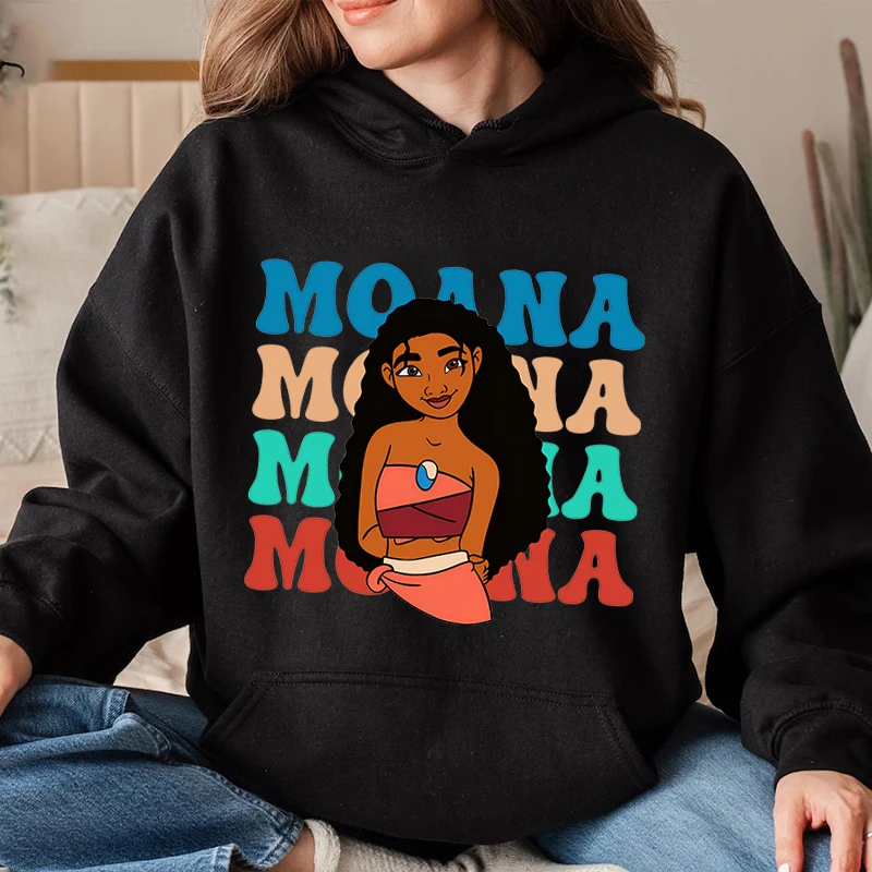 Moana Disney Princess Print Women's Hoodies Sports Sweatshirts Adult Clothing Casual Tops