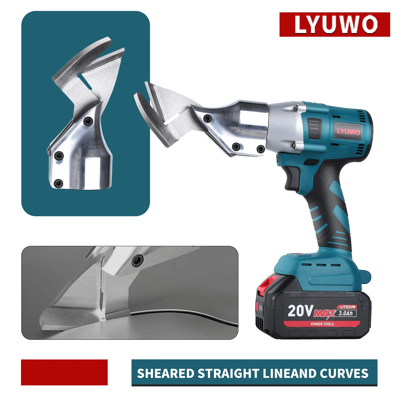 LYUWOElectric Cordless Iron Scissors Machine Professional Metal Cutting Tools Rechargeable Sheet Shear Cutter For Makita Battery