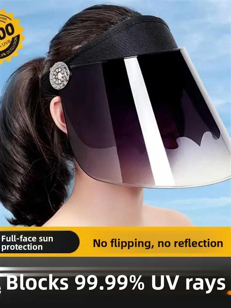 Women's Anti-Uv Sun Hat Large Brim Cycling  Vehicle Sunshade Cap Non-Turnover Face Mask Full Face Summer Hat