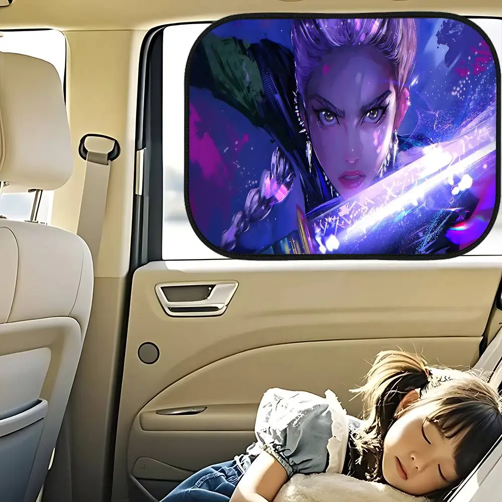 KPop شيطان الصيادين رومي نافذة السيارة الجانبية ظلة الشمس كتلة فيلم القماش الشمس قناع الأشعة فوق البنفسجية حماية نافذة الستار سيارة الشمس الظل غطاء