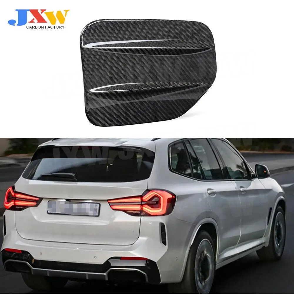 Carbon Fiber Outside Oil Filler Door Fuel Tank Cap Cover For BMW iX3 G08i 2022 Black Bodykits Decoration Car Accessories FRP