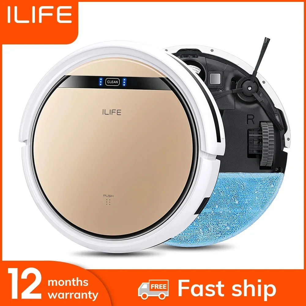 Original ILIFE V5S Pro Ultra Thin Robot Vacuum Cleaner Vacuum Wet Mopping Pet Hair and Hard Floor Automatic Powerful Suction