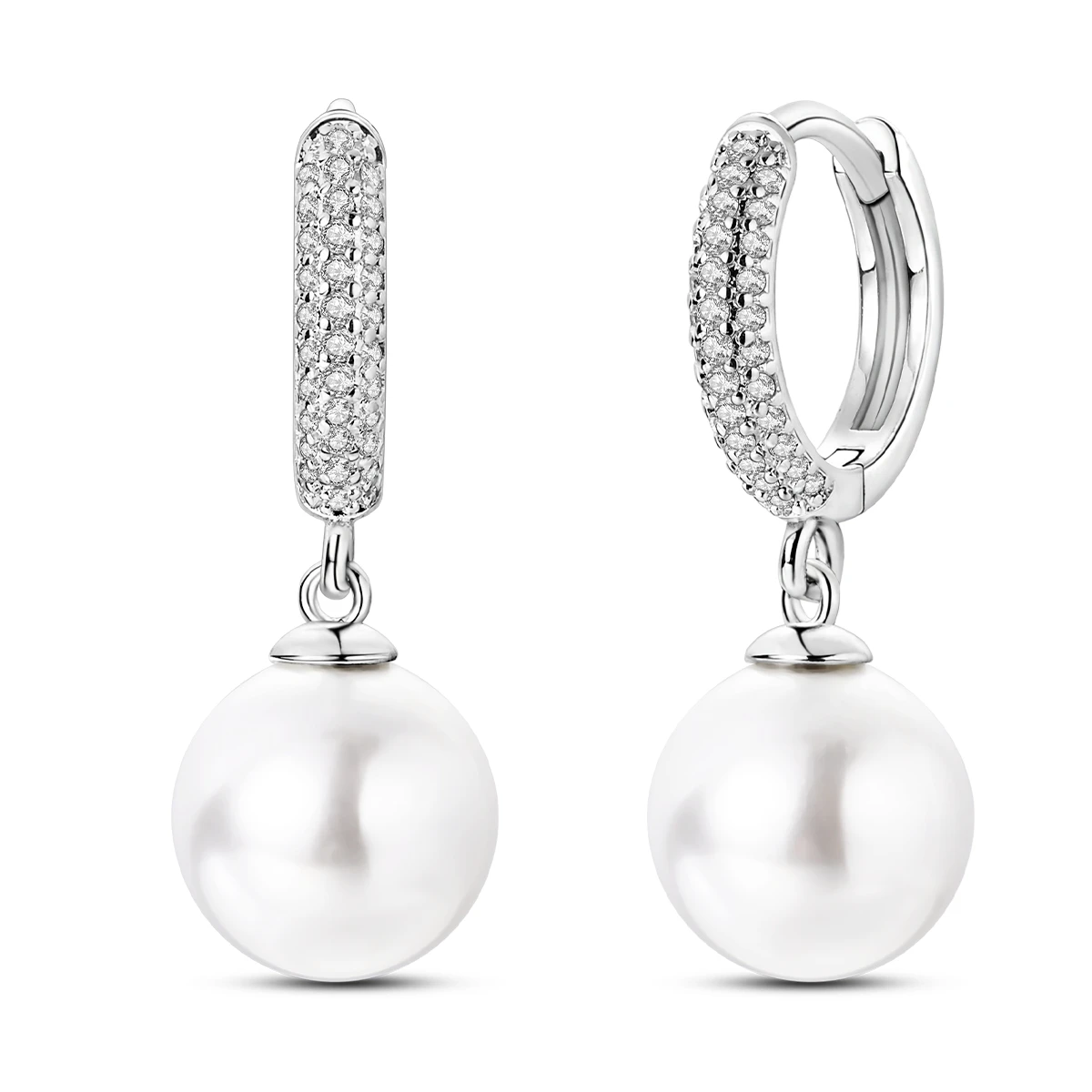 925 Sterling Silver Earring Classic Round Pearl For Woman Date Party Girls Pendant Earring Fashion Jewelry Gift 3