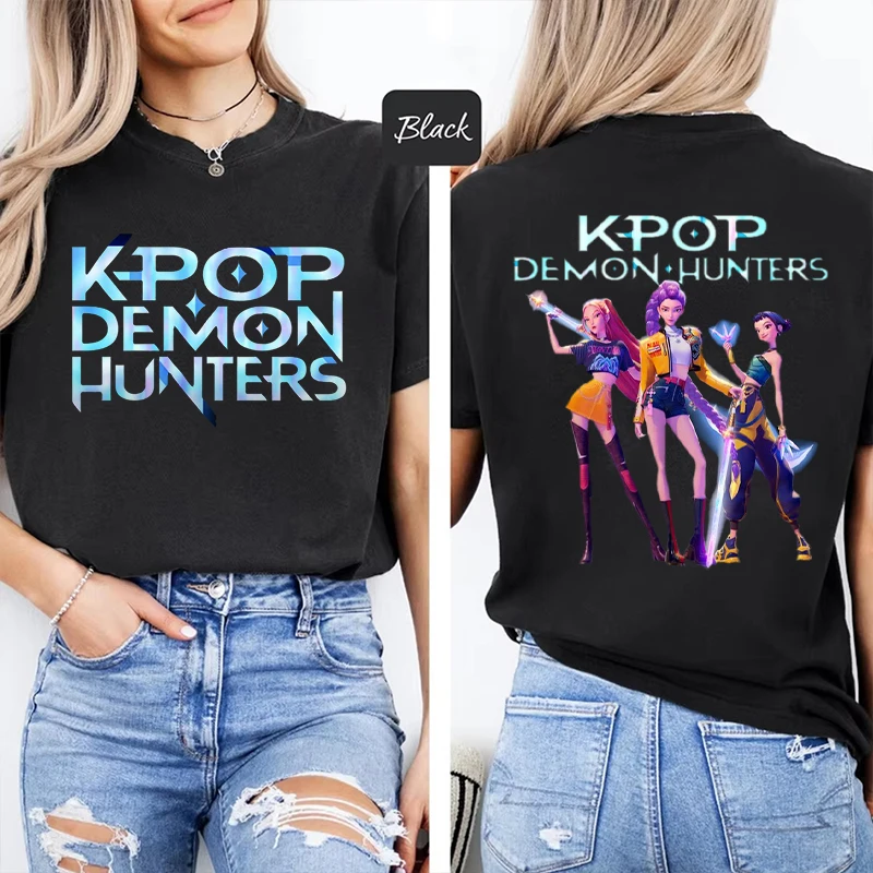 جديد حار أنيمي Kpop شيطان الصيادين ميرا رومي زوي تي شيرت موضة النساء الفتيات الصيف تي شيرت للجنسين عادية كم قصير بلايز