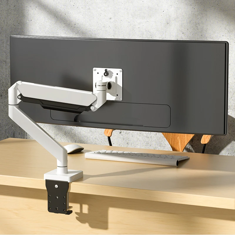 Imagem -06 - Único Braço Imprensa de ar Gás Mola Vesa 100x100 Monitor Mesa Montagem Suporte Braçadeira Grommet Base pc Mesa Titular Branco m7 1743 15kg