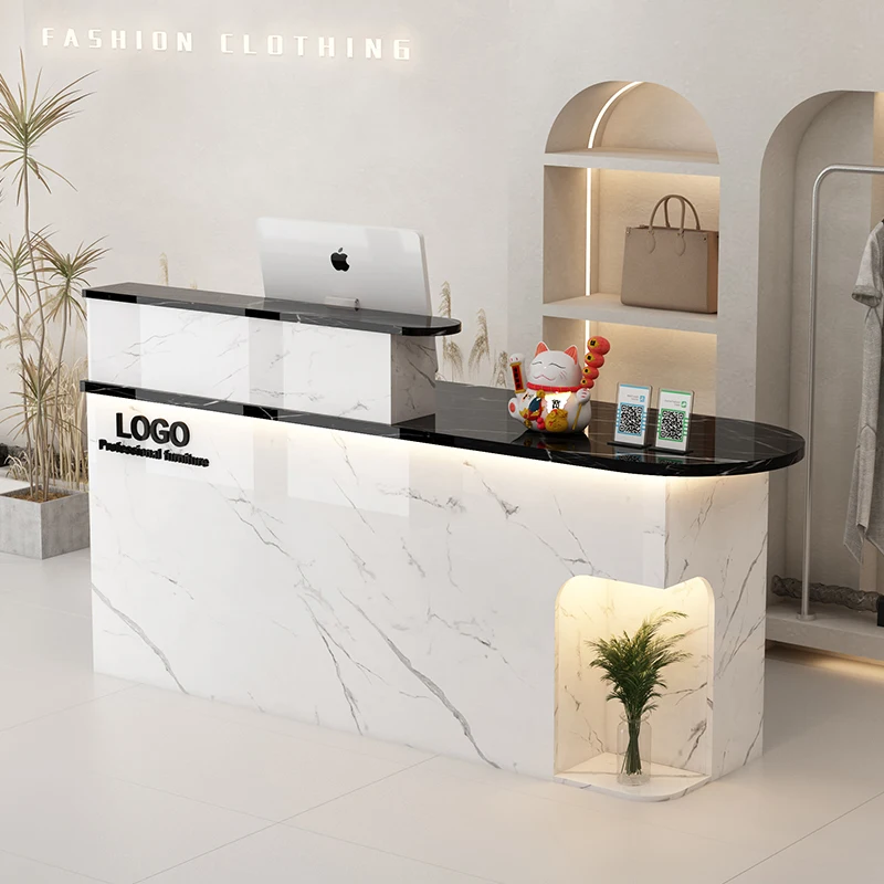 Front Desk Reception Counter Clothes Modern Luxury Furniture Storage Lectern Simple Elegant Mostrador Recepcion Desk Furniture