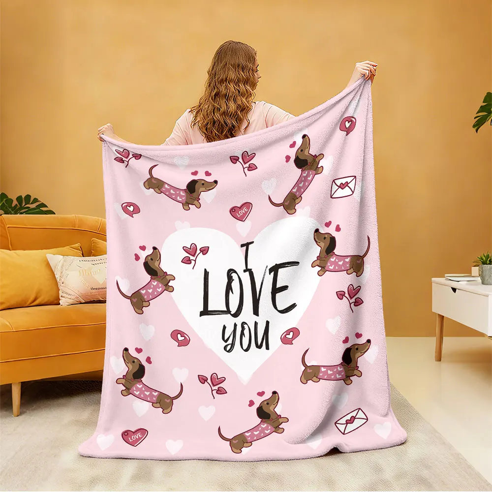 1 piece flannel blanket  pink heart  puppy design featuring the phrase 
