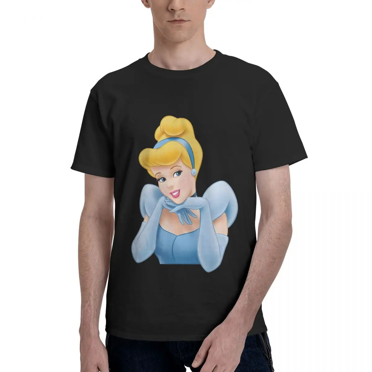 

Cotton For Men's Basic Short Sleeve T-Shirt Disney Princess Cinderella Summer Fashion Couples Section Short-Sleeved