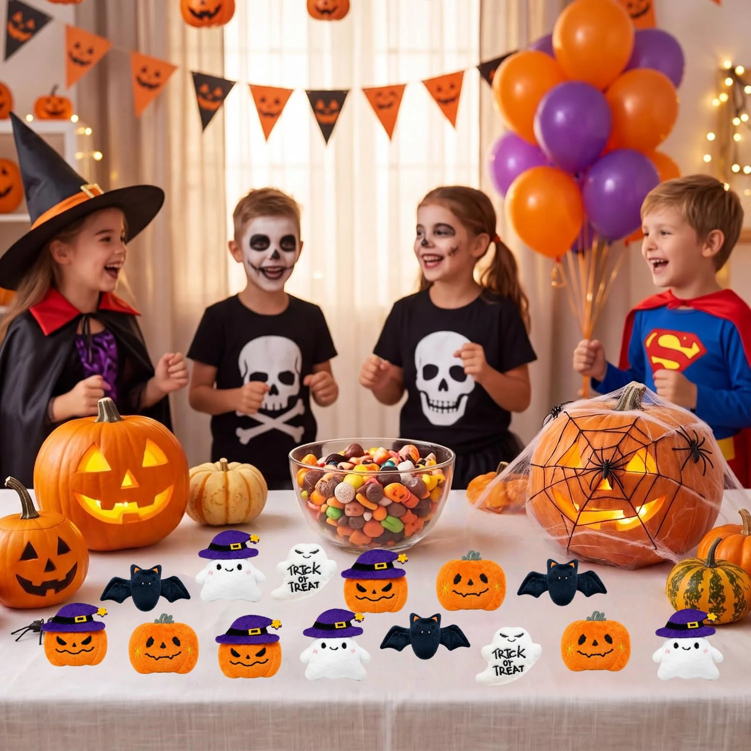 12-40 Stück Halloween Mini-Plüsch-Schlüsselanhänger Großpackung Geister-Stofftiere Geschenktüten-Füller Halloween-Party-Geschenke – Detail 2