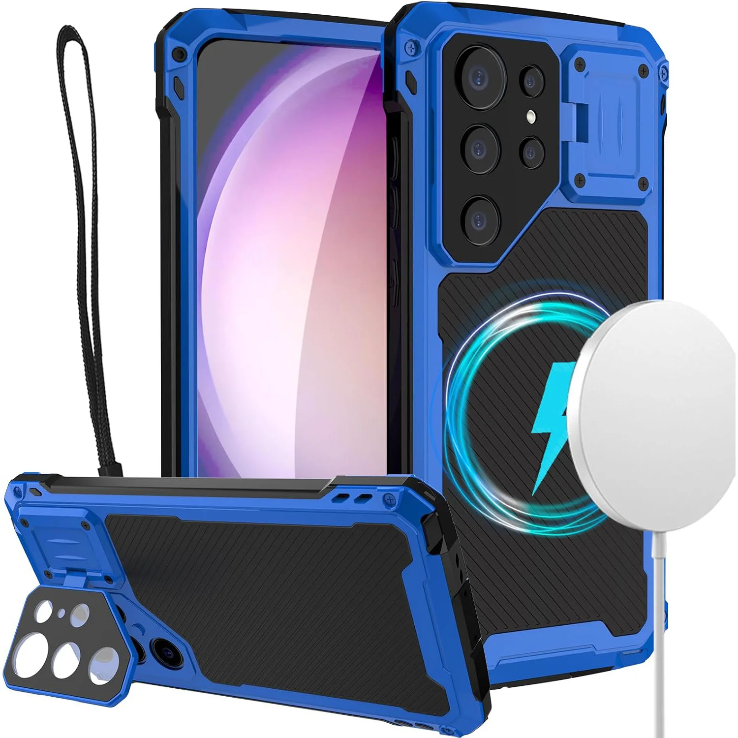 

Чехол для Samsung Galaxy S25 Ultra с защитой камеры, подставкой, ударопрочный, металлический, силиконовый, с защитой экрана, для мужчин