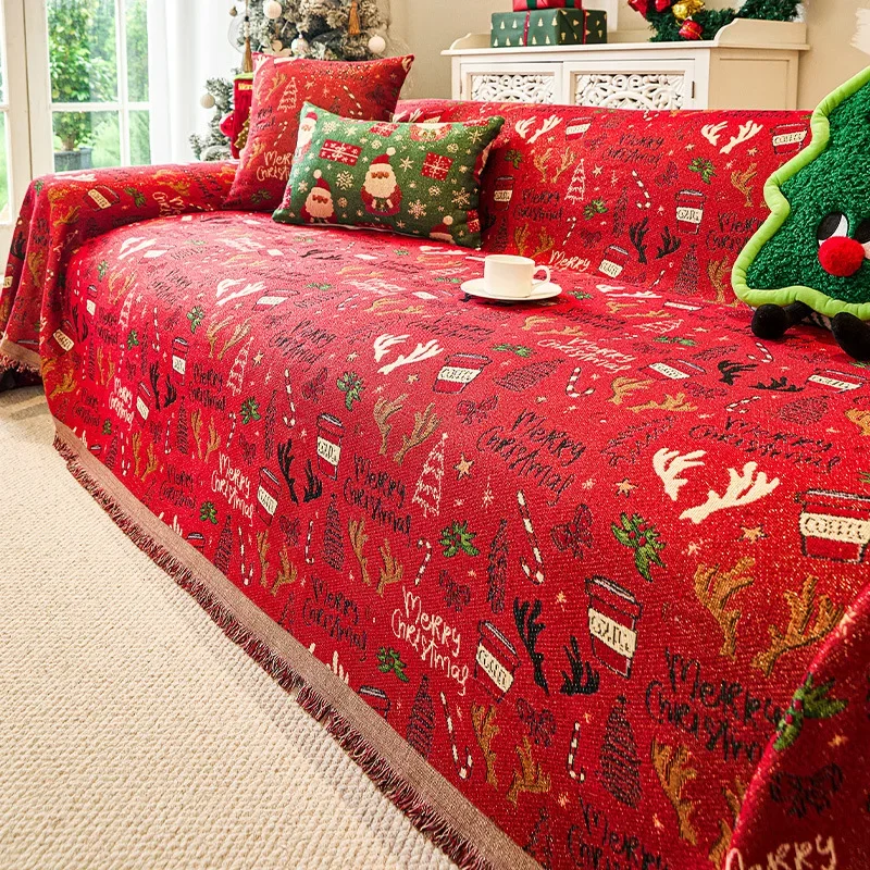 Chenille Christmas Sofa Towel One-Piece All-Inclusive Sofa Cover Fabric Cat-Proof Sofa Covers Multifunctional Decorative Blanket