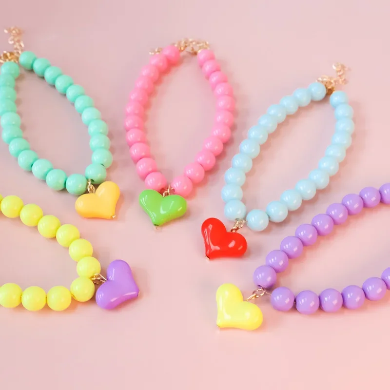 Pet Candy Color Collar Cat Dog Pearl Necklace Colorful Love Silent Necklace Dog Accessories Dog Collar Bow Ties for Dogs