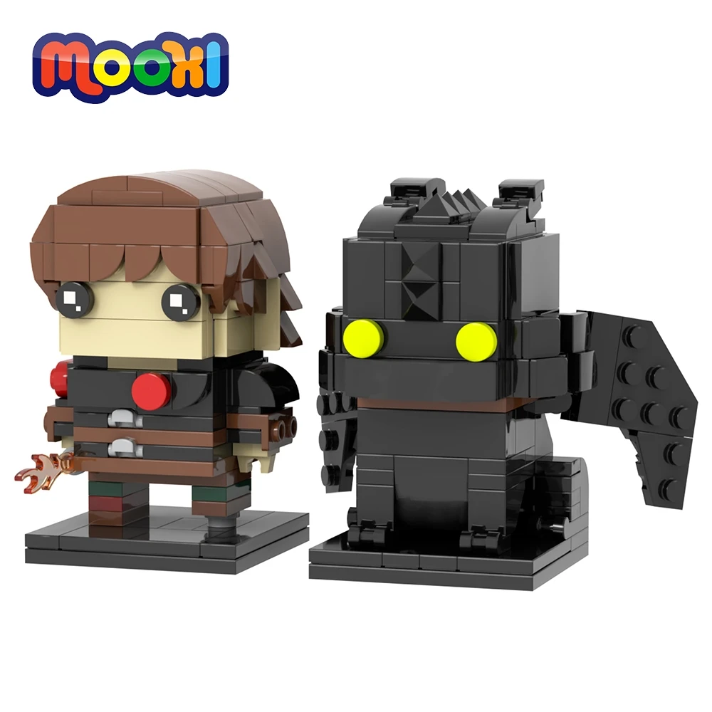MOOXI Cartoon Series 292Pcs MOC Bricks Black Dragon BrickHeaded Model Set DIY Building Block Kids Toys For Children Gift MOC7346 #1