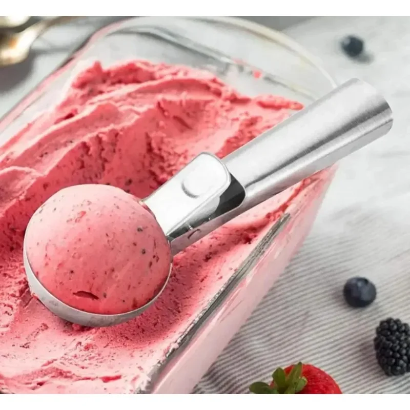 2PCS Stainless Steel Ice Cream Scoop Set Large and Small Dual-Purpose Fruit Scooper Kitchen Tool All-Steel Design