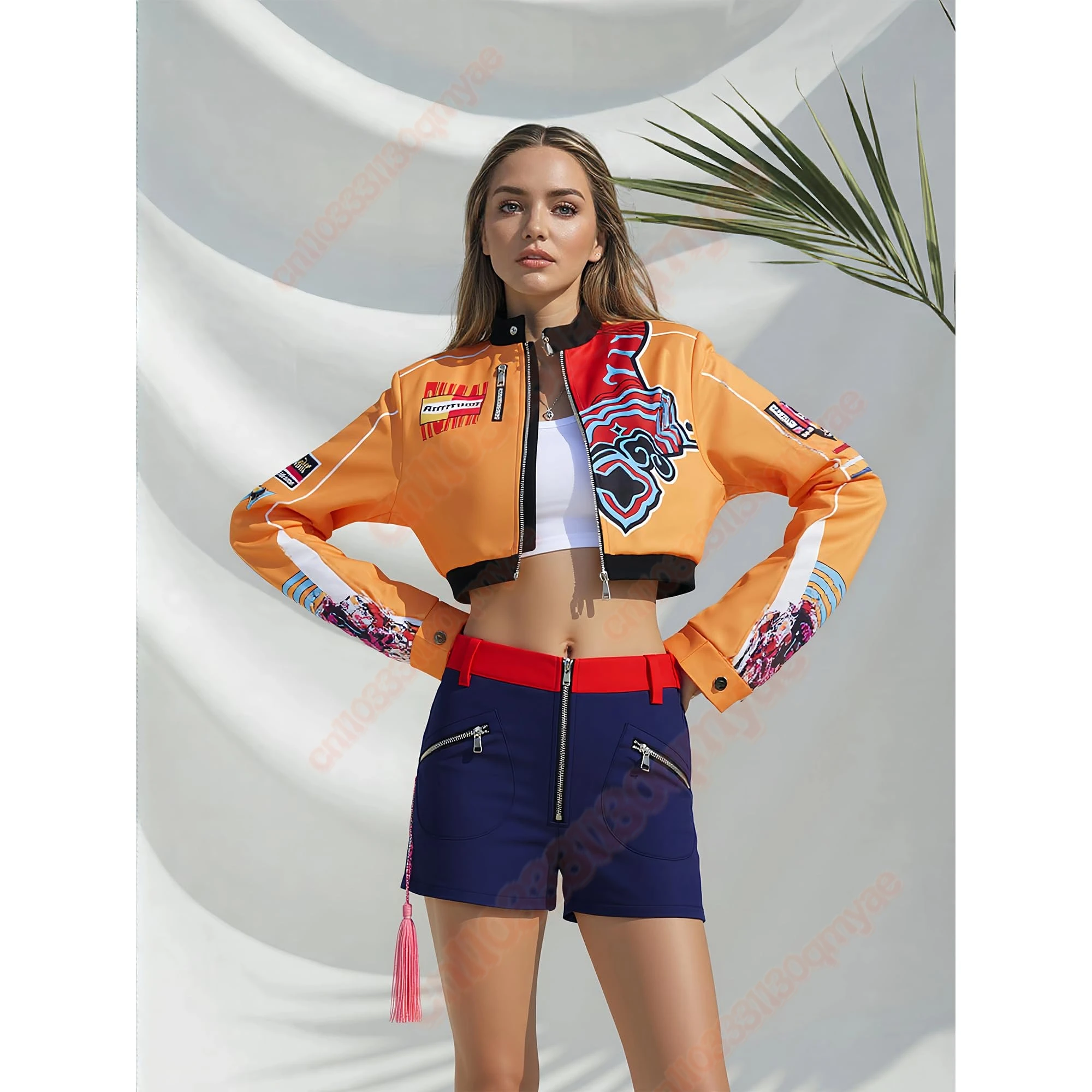 Anime KPop Demon Hunters Cosplay Costume Cartoon Zoey Mira Rumi Fantasy Outfits - Jacket Shorts Necklace Set for Carnival Party