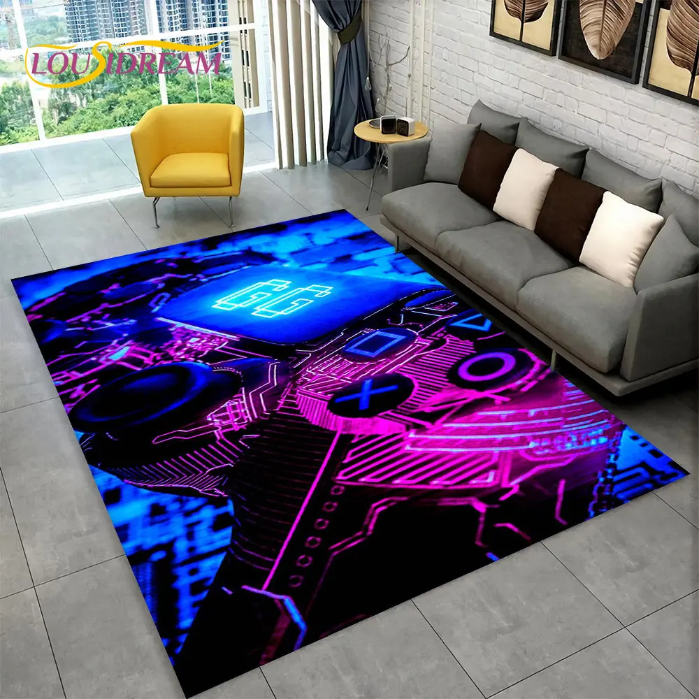 Cartoon Gamer Game Gamepad Area Rug,Carpet Rug for Living Room Kids Bedroom Sofa Kitchen Doormat Decor,Child Non-slip Floor Mat