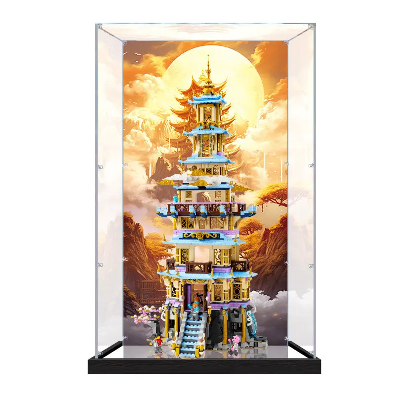 Dust‑Proof Acrylic Display Showcase for lego 80058 Monkie Kid Celestial Pagoda, Transparent Model Collectible Storage Display Bo