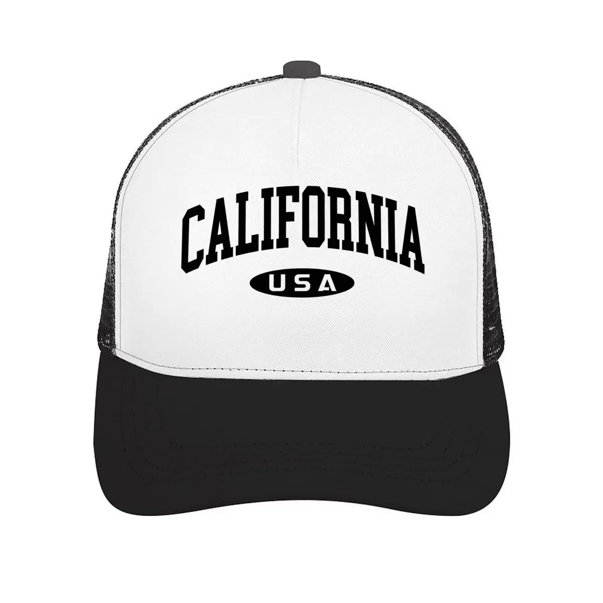 California USA Collegiate Arch Oval Typography Mesh Baseball Cap Casual Hat For Womens Unisex Female