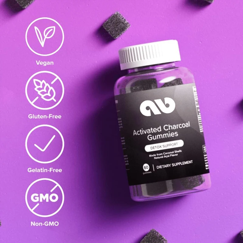 

Coconut activated charcoal gummies - charcoal supplements for detoxification, oral health, and intestinal health - vegetarian