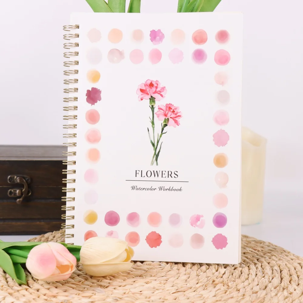 Watercolor Flower Workbook: Watercolor Coloring Book, a wonderful gift, 12 beginner-friendly light-drawn illustrations, a great