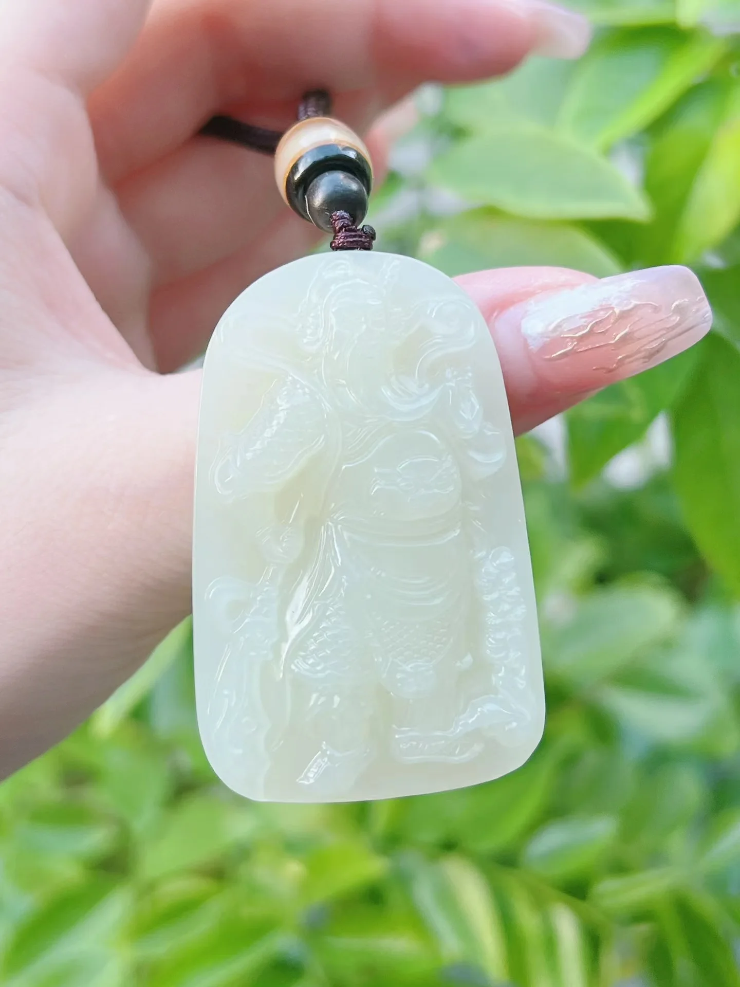 Exquisite Hetian Jade Guan Gong Pendant Jewelry 3993#