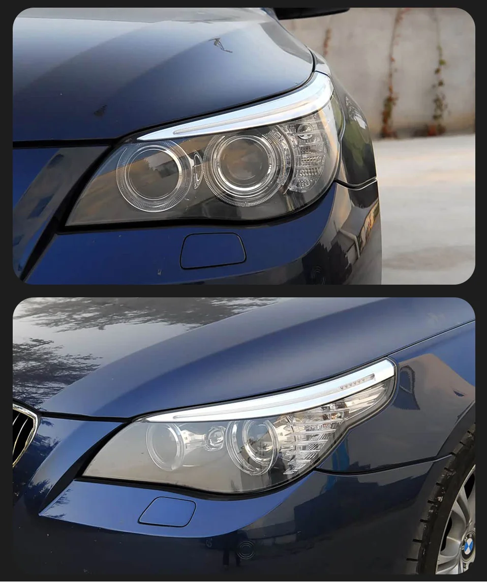 Suitable for 2003-2010 BMW 5 Series E60 headlight assembly to the new version's angel-eye LED headlight