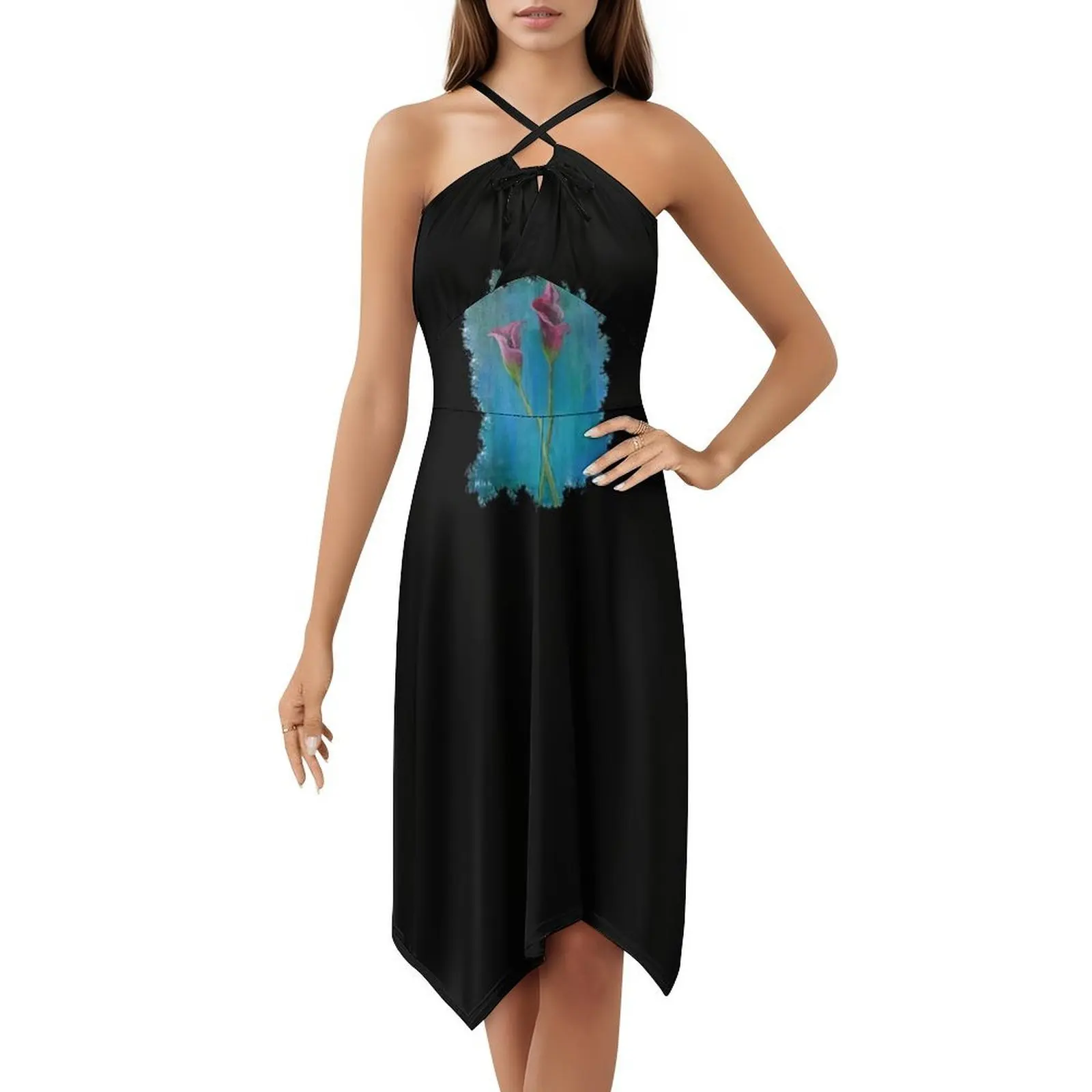 زنابق كالا الجميلة: أناقة على كل جذع فستان هيب هوب نسائي ملابس الشارع مطبوع عليه رسومات جرافيكية للحفلات والنوادي باللون الأرجواني كالا #5