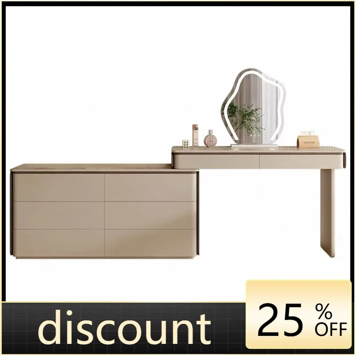 

LMM bedroom wabi-sabi style simple solid wood storage cabinet corner bed end telescopic light luxury dressing table