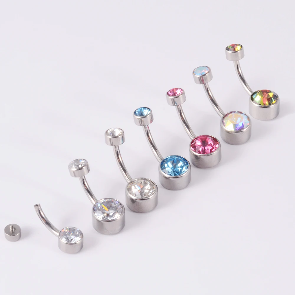 1 قطعة G23/ASTM F136 التيتانيوم قسط تشيكوسلوفاكيا حجر البطن زر خواتم هيئة ثقب المجوهرات السرة خاتم ثقب للنساء 14 جرام