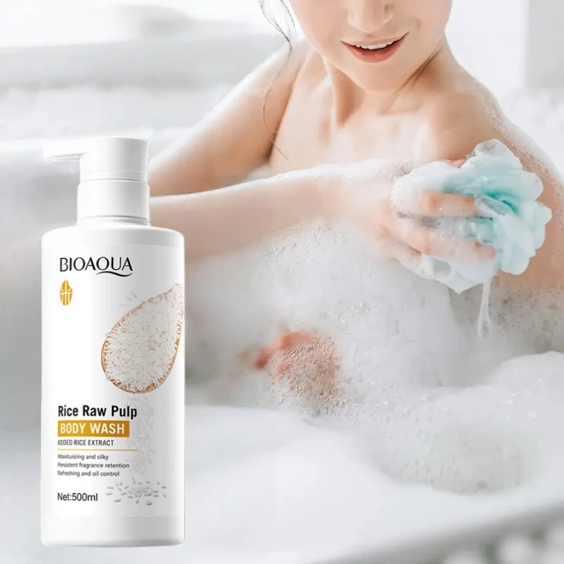 Reisbrei-Körper-Duschgel 500 ml, hypoallergen und feuchtigkeitsspendend, erfrischend und ölkontrollierend, mit langanhaltendem, leicht beige und empfindlichem Haut, entfernt Öl und Schmutz leicht zu Hause.