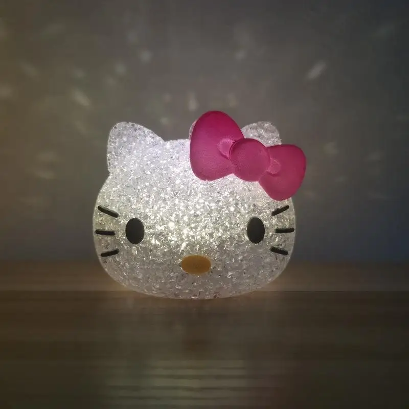 

Милый ночник Hello Kitty с кристаллами, кавайная светодиодная настольная лампа Sanrio для детской спальни, декоративный ночник для прикроватной тумбочки, подарок
