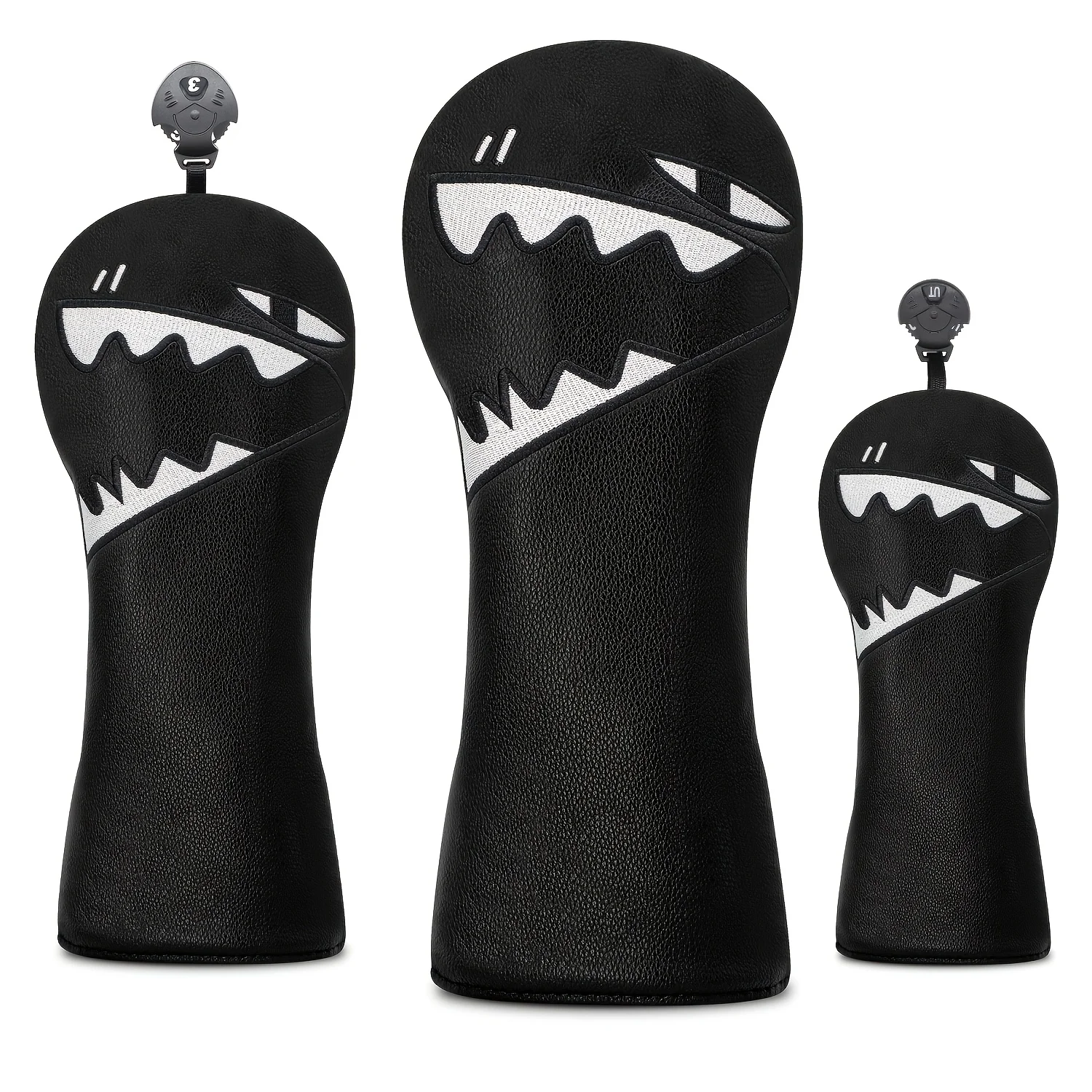 Shark Fun Design Golf Club Cover, 1pc/3pcs Set, Fairway Wood and Hybrid Club Head Protector, Comfortable and Durable，