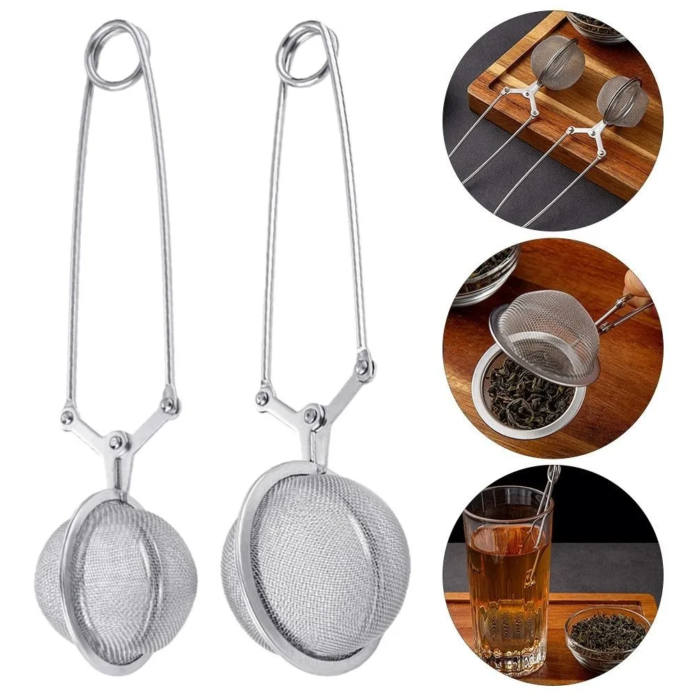 Divertida cuchara de acero inoxidable, filtro Infusor de bola de té, colador de hierbas para apretar hojas, Infusor de té en malla, filtro de bola de té con mango